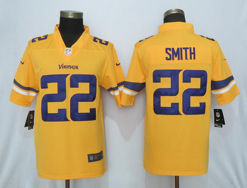 Men Nike Minnesota Vikings 22 Smith 2019 Vapor Untouchable Gold Inverted Legend Limited Jersey